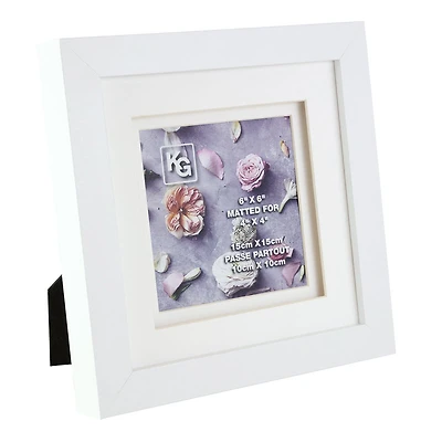 Kiera Grace Double Mat Frame - White - 6x6 Inch Double Matted for 4x4 Inch - PH40326-1
