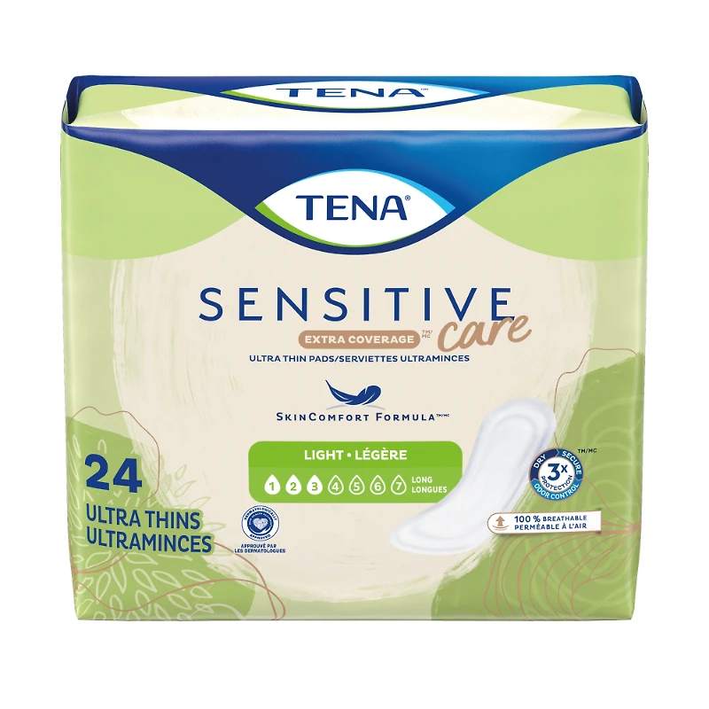 TENA Sensitive Care Ultra Thin Incontinence Pads - Light/Long - 24s