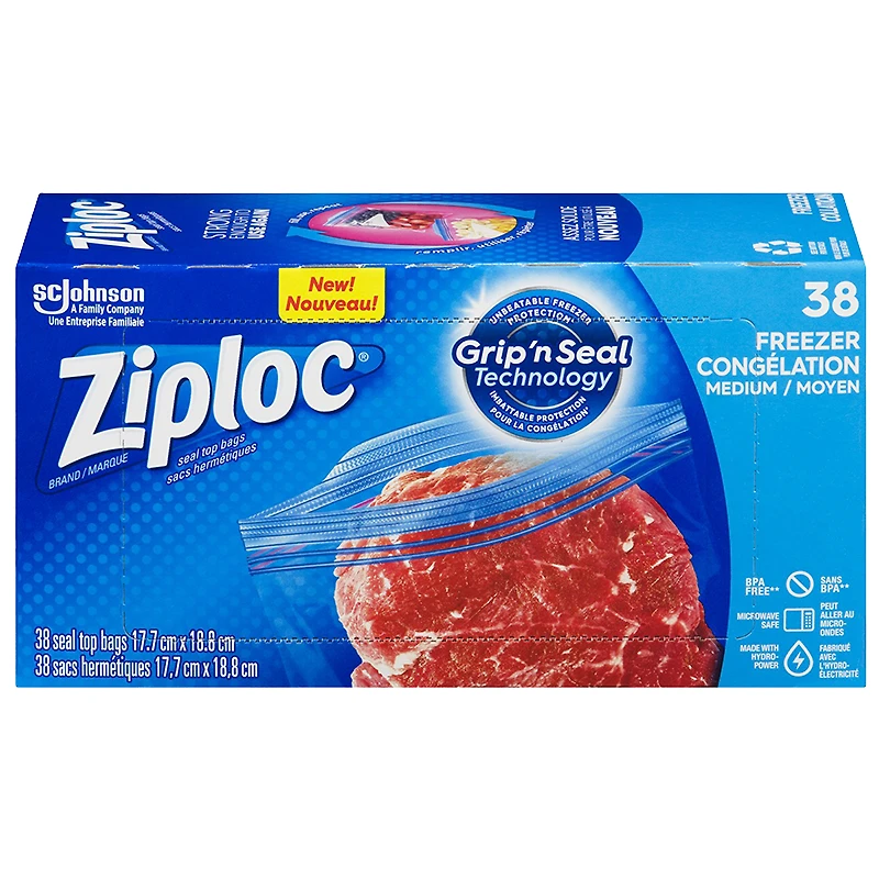 Ziploc Freezer Bags Value Pack - Medium - 38's