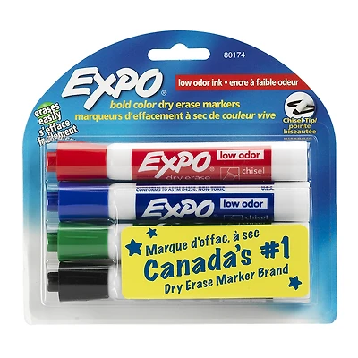 Expo 2 Low Odor Dry Eraser - Chisel Tip - 4 pack