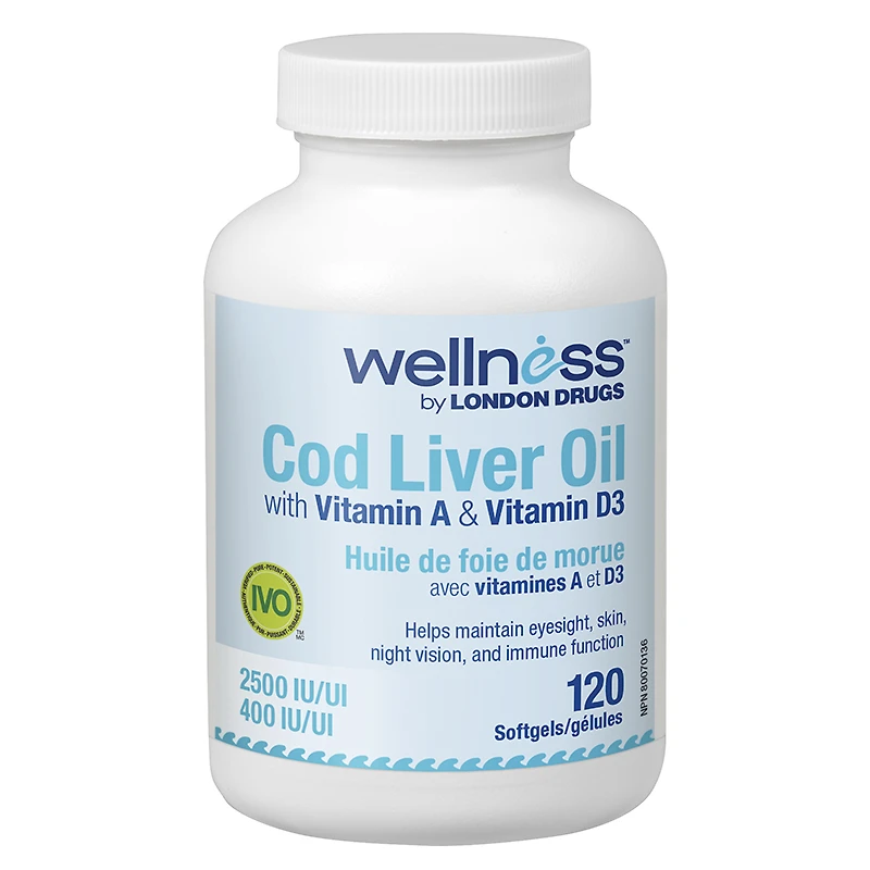 Wellness by London Drugs Cod Liver Oil with Vitamin A & D - 120s