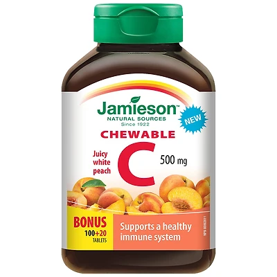 Jamieson Vitamin C Chewable - 500mg - 100+20 Tablets