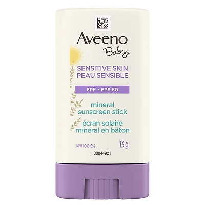 Aveeno Baby Sensitive Skin Mineral Sunscreen Stick - SPF 50 - 13g
