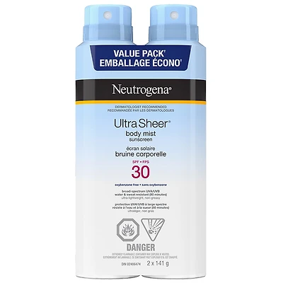 Neutrogena Ultra Sheer Body Mist Sunscreen -SPF 30 - 2 x 141g