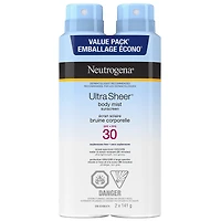 Neutrogena Ultra Sheer Body Mist Sunscreen -SPF 30 - 2 x 141g
