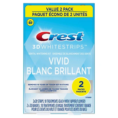 Crest 3D White Whitestrips Classic Vidid Dental Whitening Kit - 2 x 10 Treatments