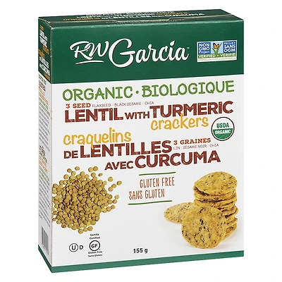 RW Garcia Organic Crackers - Lentil and Turmeric - 155g