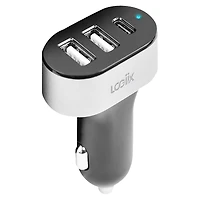 LOGiiX Power Lite XL - Car Power Adapter - 2 x USB, 1 x USB-C - Graphite Grey - LGX13113