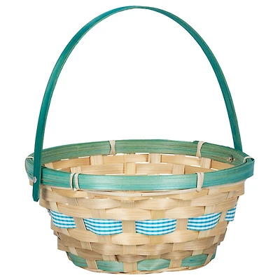 BAMBOO BASKET W/HINGED HNDL Size 7.5in