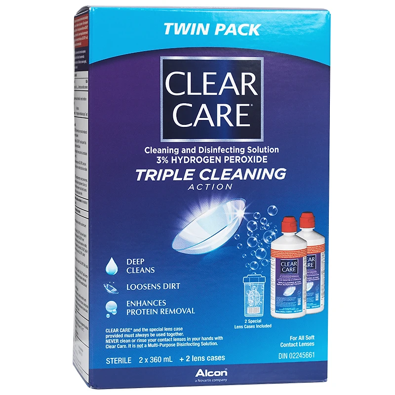 Alcon Clear Care Triple Cleaning Action Contact Lens Disinfecting Solution - 2 x 360ml
