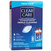 Alcon Clear Care Triple Cleaning Action Contact Lens Disinfecting Solution - 2 x 360ml