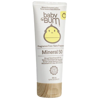 Baby Bum Mineral Sunscreen Lotion Fragrance Free - SPF 50 - 88ml