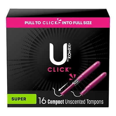 U by Kotex Click Compact Tampons - Unscented - Super - 16 Count