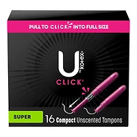 U by Kotex Click Compact Tampons - Unscented - Super - 16 Count