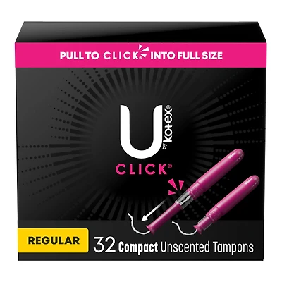 U by Kotex Click Compact Tampons - Unscented - Regular - 32 Count