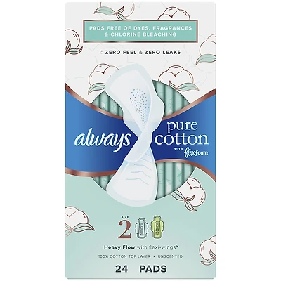 Always Pure Cotton Pads Size 2 - Heavy Flow - 24s