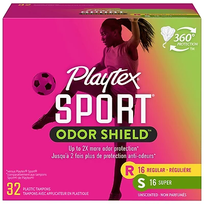 Playtex Sport Odor Shield Plastic Tampon Unscented - Regular/Super - 32s