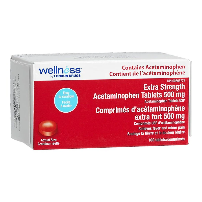 Wellness by London Drugs Extras Strength Acetaminophen Easy Swallow Tablets - 500mg - 100s