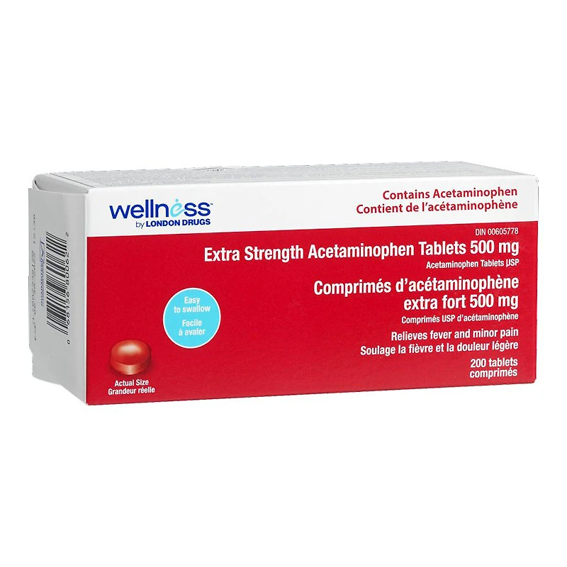 Wellness by London Drugs Extra Strength Acetaminophen Tablets - 500mg - 200s