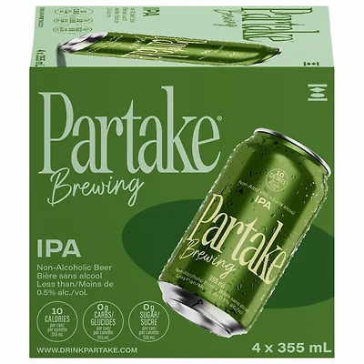 Partake Brewing Craft Non-Alcoholic Beer - IPA - 4x355ml