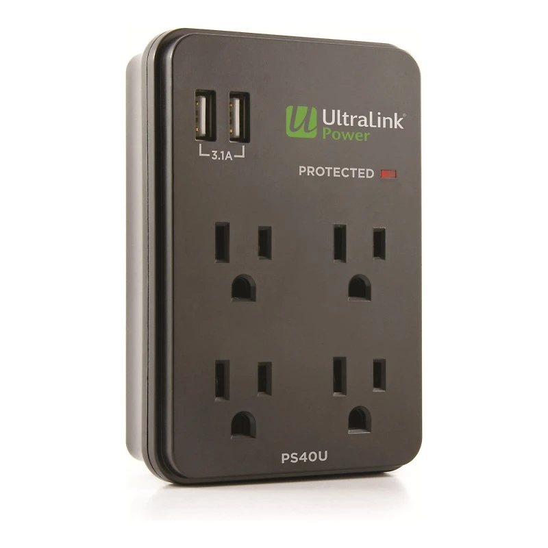 UltraLink Power 4 Outlet 2 USB Surge Protector - PS40U