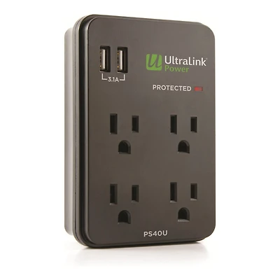 UltraLink Power 4 Outlet 2 USB Surge Protector - PS40U