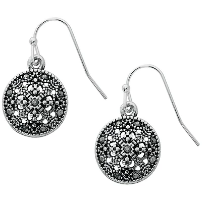 Primavera Textured Disc Drop Earrings - Silver