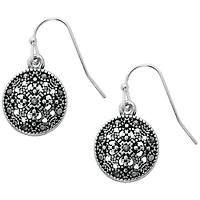 Primavera Textured Disc Drop Earrings - Silver