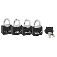 Master Lock Covered Brass Steel Shackle Padlocks - 4 Pack