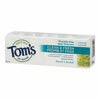 Tom's of Maine Natural Antiplaque Toothpaste - Fluoride-Free - Fennel - 85ml 
