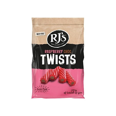 RJ'S Licorice Raspberry Chocolate Twists - 280g