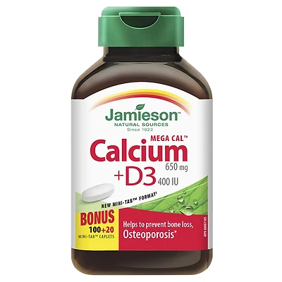 Jamieson Mega CalTM Calcium 650 mg + Vitamin D3 400 IU - 100's
