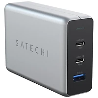 Satechi Power Adapter - Fast Charger - USB and USB-C with Power Delivery - 100 Watt - Black/Grey - STTC100GM