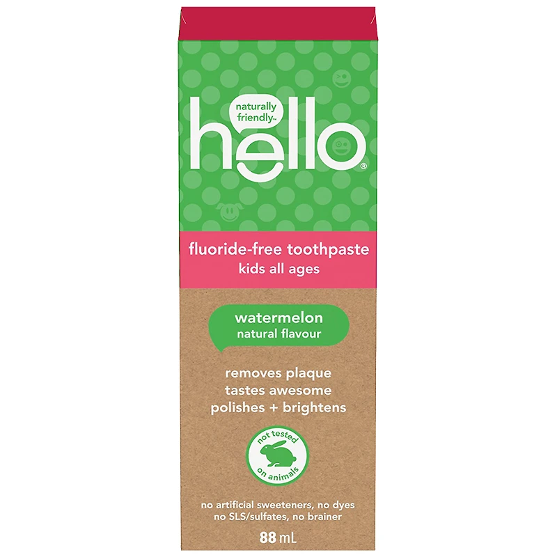 Hello Fluoride Free Natural Toothpaste Kids of All Ages Watermelon - 88ml