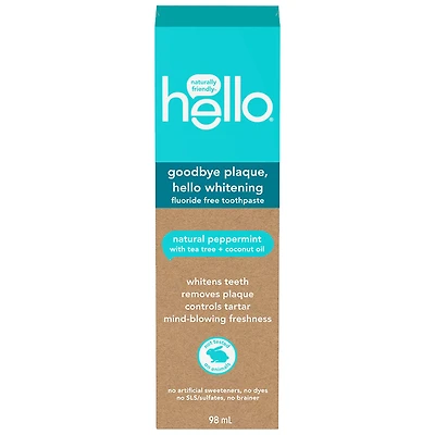 Hello Natural Fluoride Free Toothpaste - Natural Peppermint - 98ml