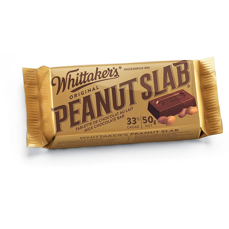 Whittaker's Original Peanut Butter Slab Milk Chocolate Bar - 50g