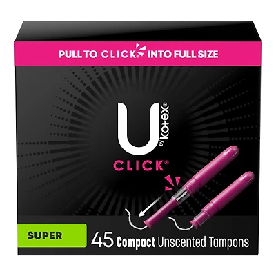 U by Kotex Click Compact Tampons - Super - Unscented - 45 Count