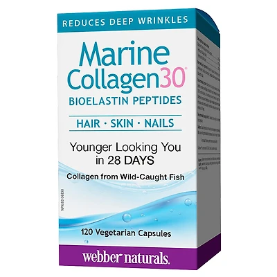 Webber Naturals Marine Collagen30 Supplement - Bioelastin Peptides - 120s