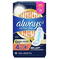 Always Ultra Thin Sanitary Pads - Overnight - Size 4 - 26's