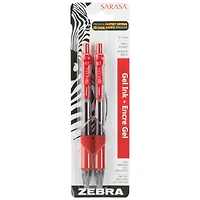 Sarasa Retractable Gel Pens - 2pk - Red
