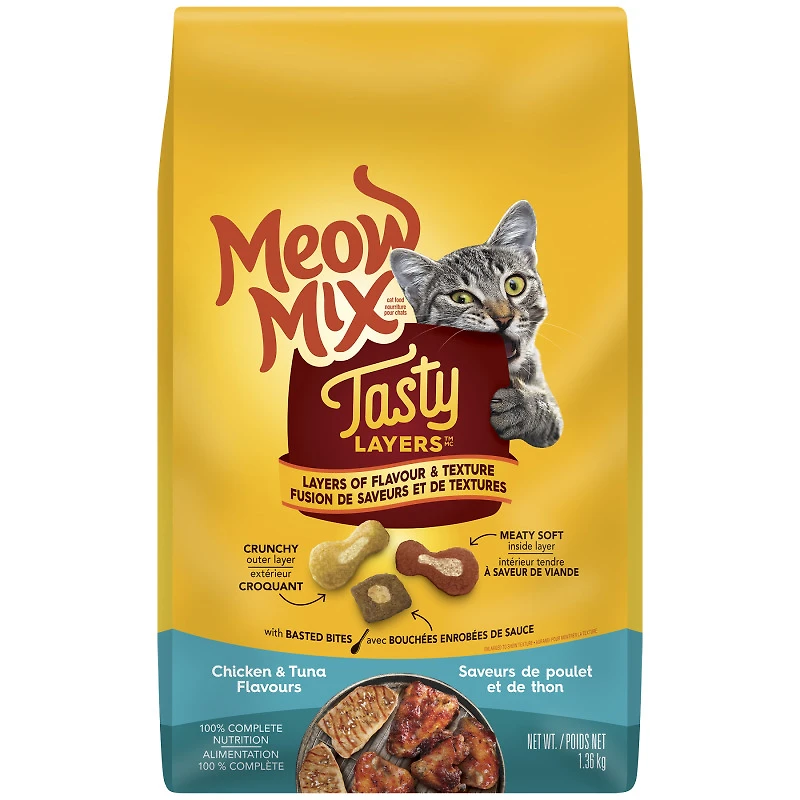 Meow Mix Tasty Layers Dry Kibble - Chicken and Tuna 1.36kg