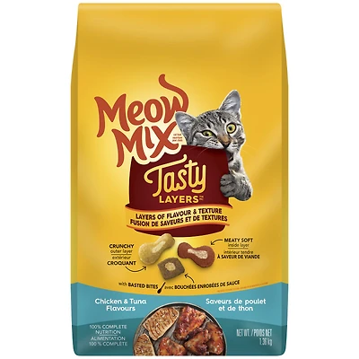 Meow Mix Tasty Layers Dry Kibble - Chicken and Tuna 1.36kg