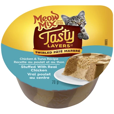 Meow Mix Tasty Layers Swirled Pate - Chicken and Tuna - 78g