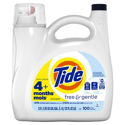Tide 2x HE Free Gentle Liquid Laundry Detergent - Original - 3.9L / 100 loads