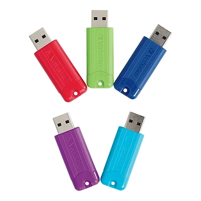 Verbatim Pinstrips USB 3.0 Flash Drive - Assorted Colours - 32 GB - 5 Pack