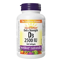 Webber Naturals Extra Strength Vitamin D3 Liquid Softgels - 2500 IU - 140's