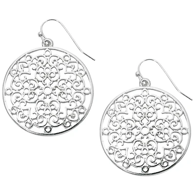 Primavera Filigree Heart Dangling Earrings - Silver
