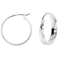 Primavera Wide Polished Click Hoop Earrings - Silvertone