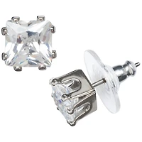 Primavera 4ct Princess Cut Cubic Zirconia Stud Earrings - Silver