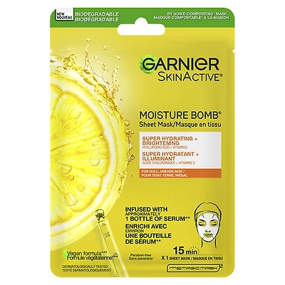 Garnier SkinActive Moisture Bomb Sheet Mask - Super Hydrating + Brightening - 28g